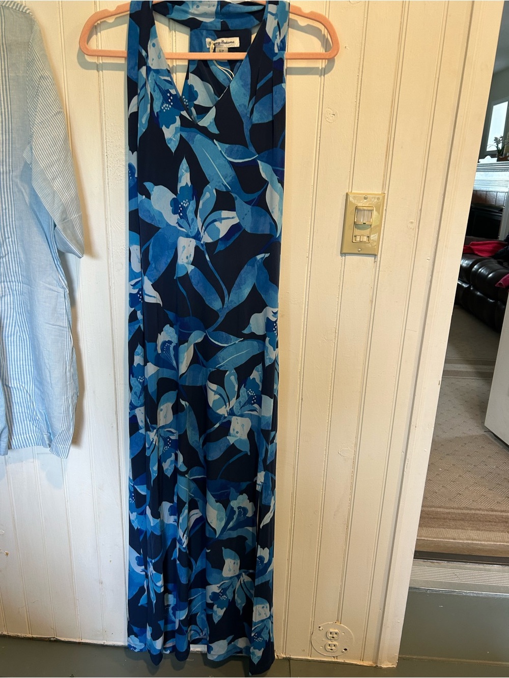 Tommy Bahama Blue Floral Halter Maxi Dress